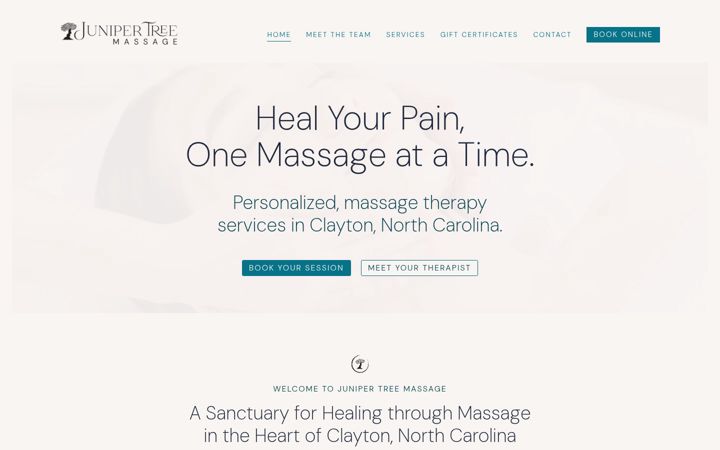 Screenshot of junipertreemassage.com