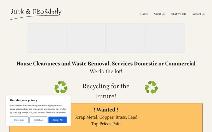 Screenshot of junkanddisorderlydevon.co.uk