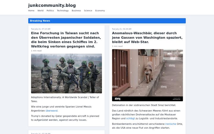 Snimka zaslona za junkcommunity.blog