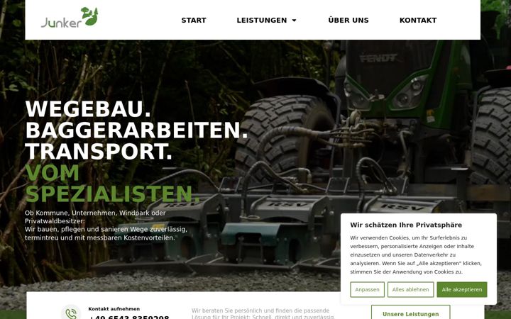 Screenshot of junker-wegebau.de