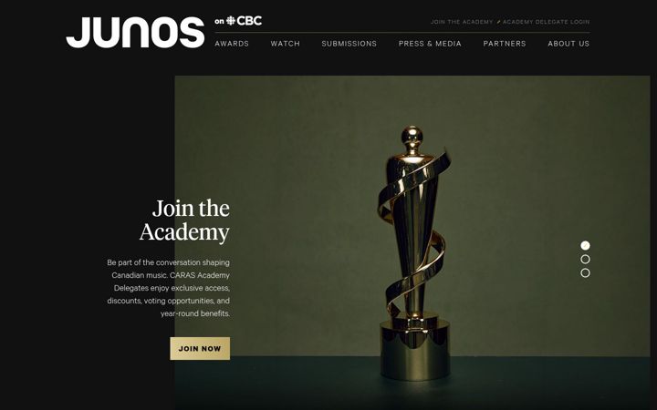 Screenshot of junoawards.ca