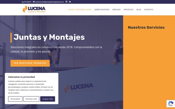 Screenshot of juntasymontajeslucena.com