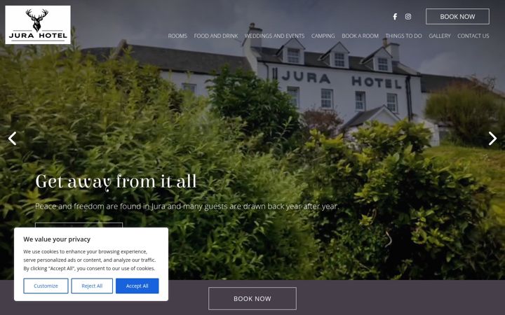 Screenshot of jurahotel.co.uk
