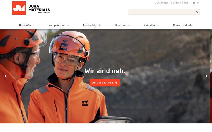 Screenshot of juramaterials.ch