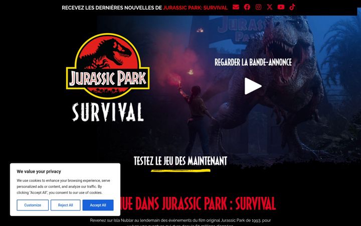 Screenshot of jurassicpark-beta.fr