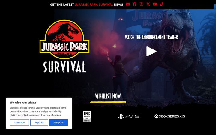 Screenshot of jurassicparksurvival.com