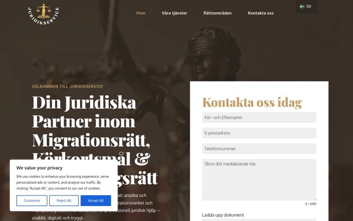 Screenshot of juridikservice.se