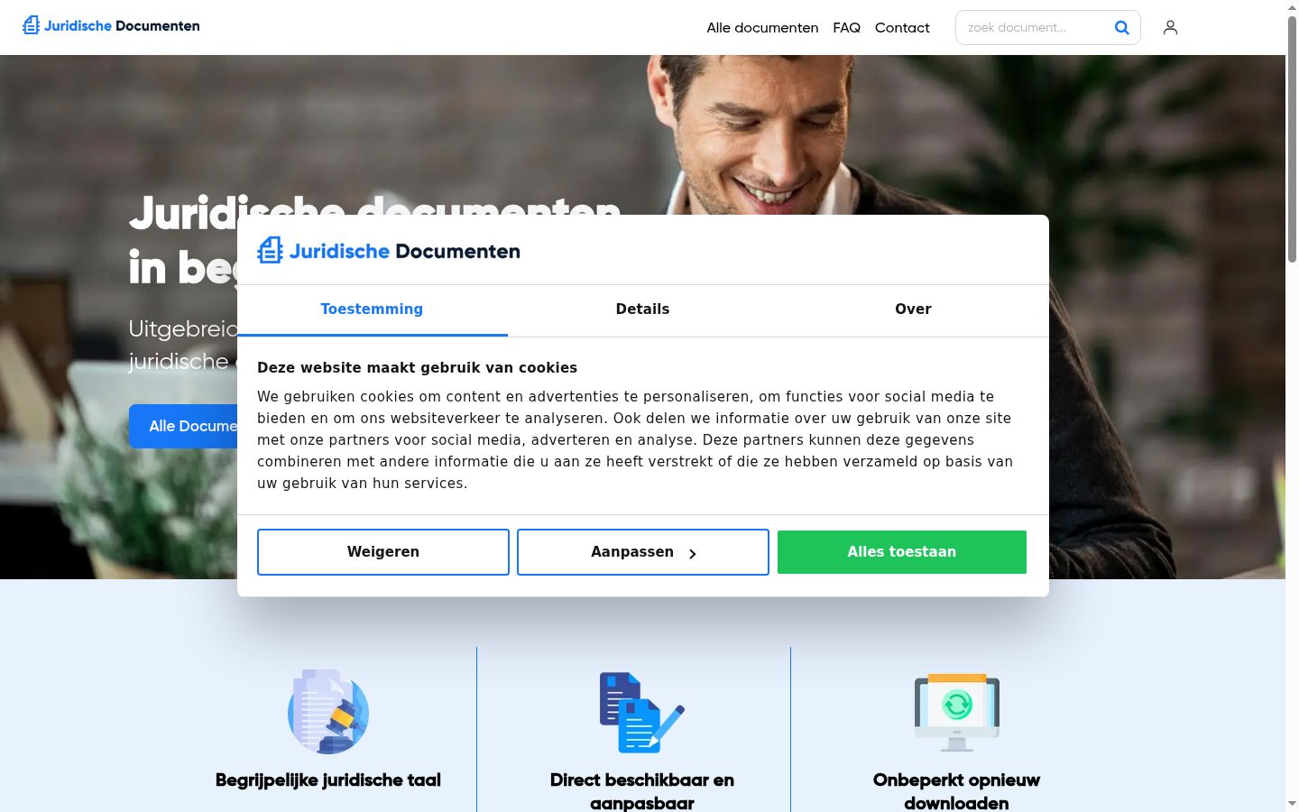 Screenshot del banner di consenso mostrato prima di qualsiasi interazione