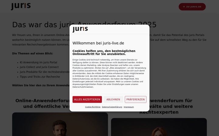 Screenshot of juris-live.de