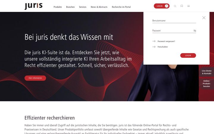 Screenshot van juris.de