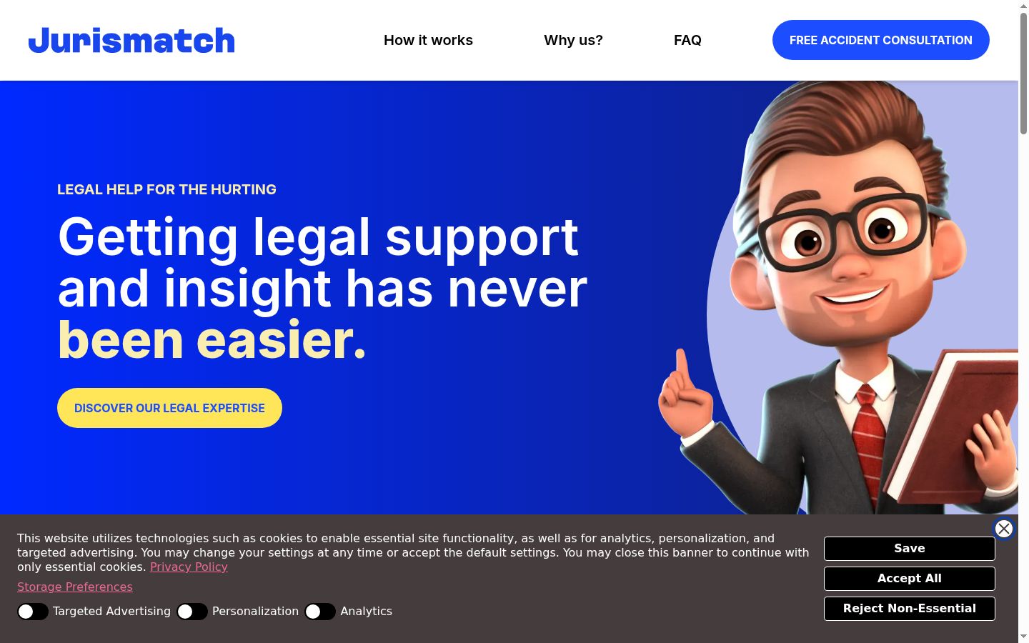 Captura de ecrã do banner de consentimento apresentado antes de qualquer interação