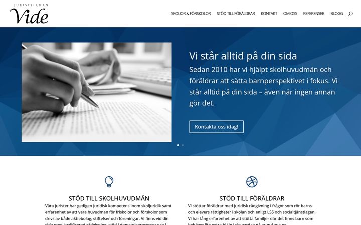 Screenshot of juristfirmanvide.se