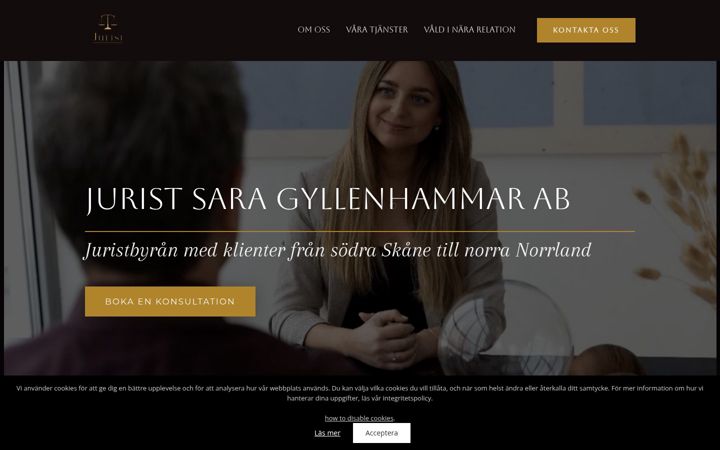 Screenshot of juristsaragyllenhammar.se