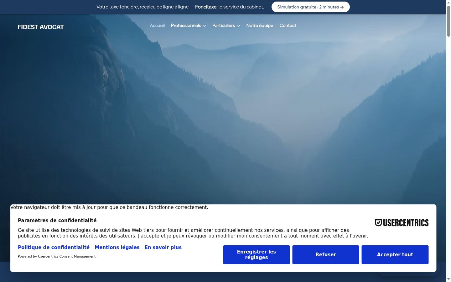 Screenshot del banner di consenso mostrato prima di qualsiasi interazione