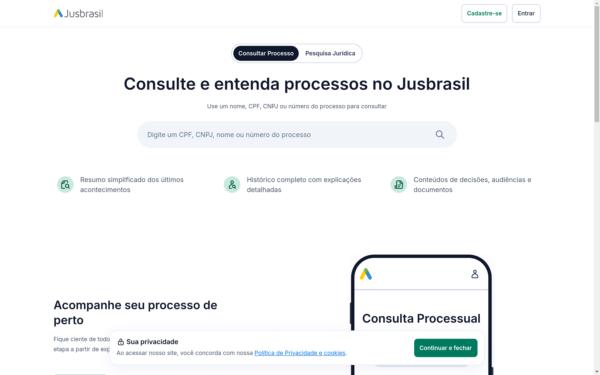 Screenshot of jusbrasil.com.br