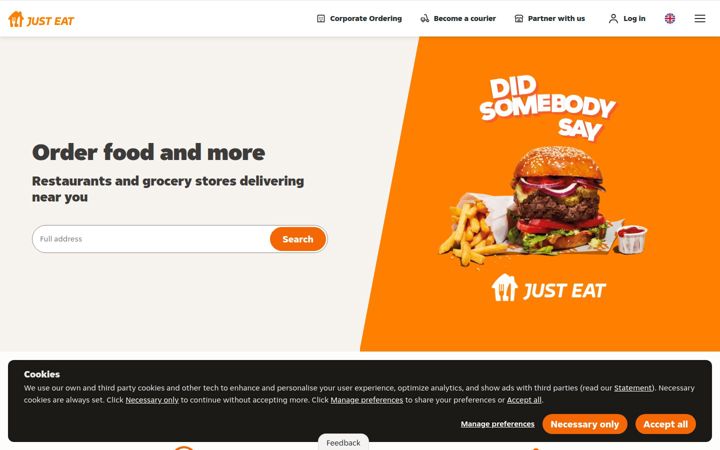 Screenshot of just-eat.co.uk