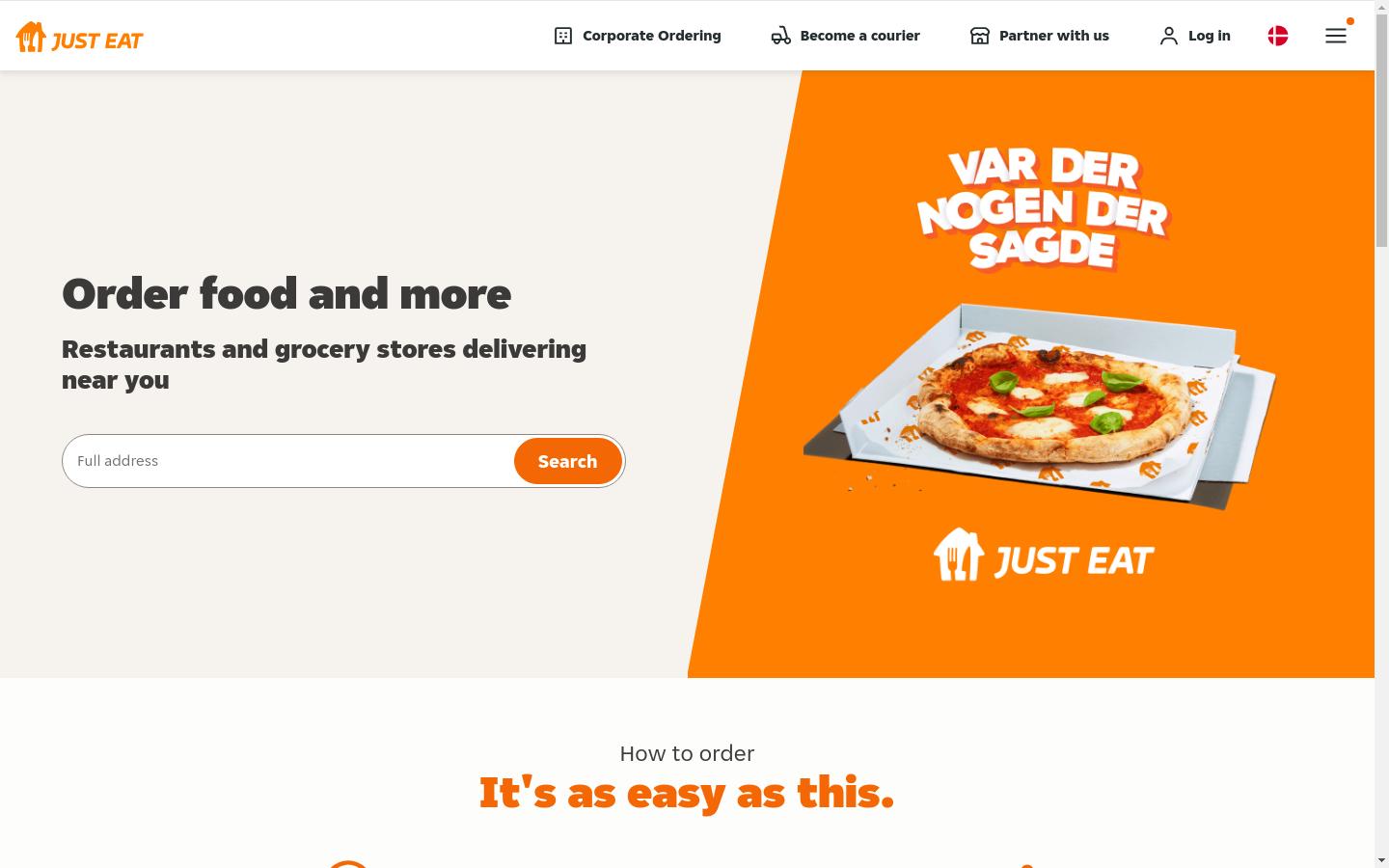 Screenshot of just-eat.dk