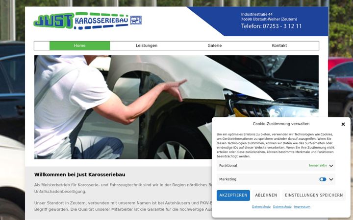 Screenshot of just-karosseriebau.de