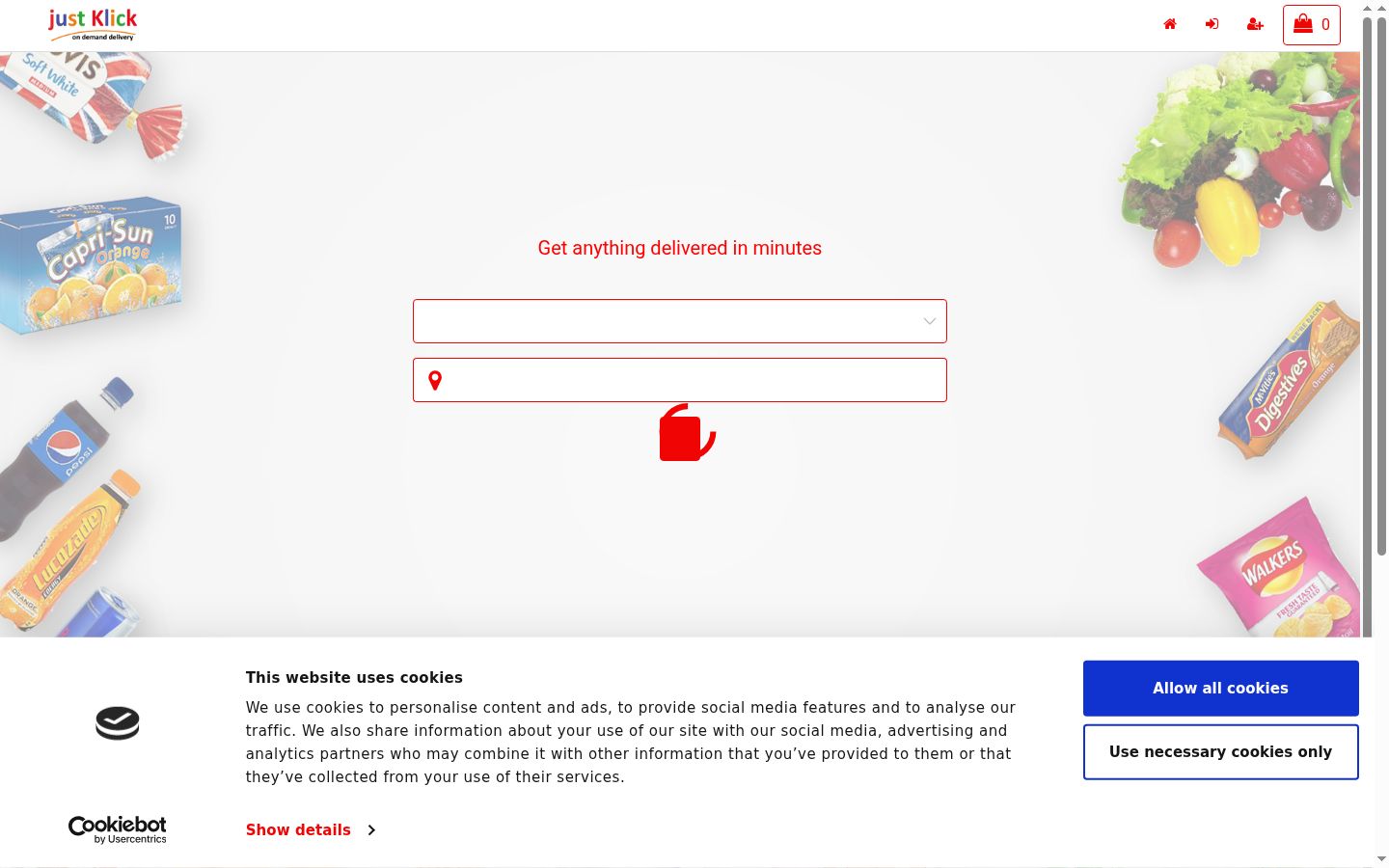 Screenshot del banner di consenso mostrato prima di qualsiasi interazione