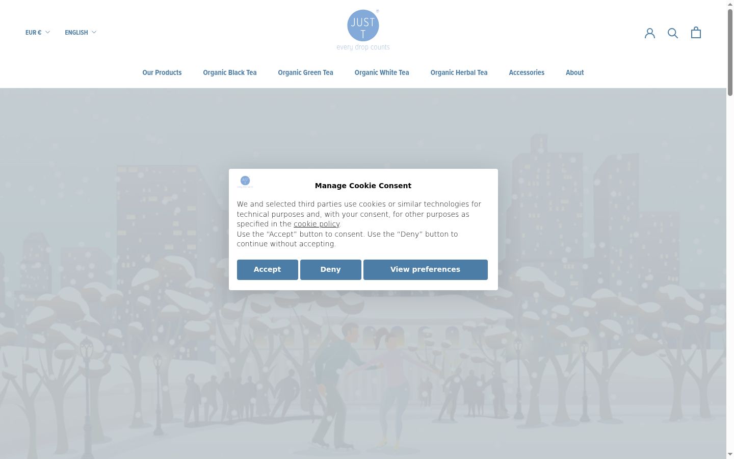 Screenshot del banner di consenso mostrato prima di qualsiasi interazione