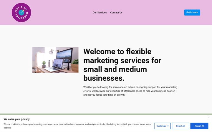 Screenshot of justabitmarketing.com