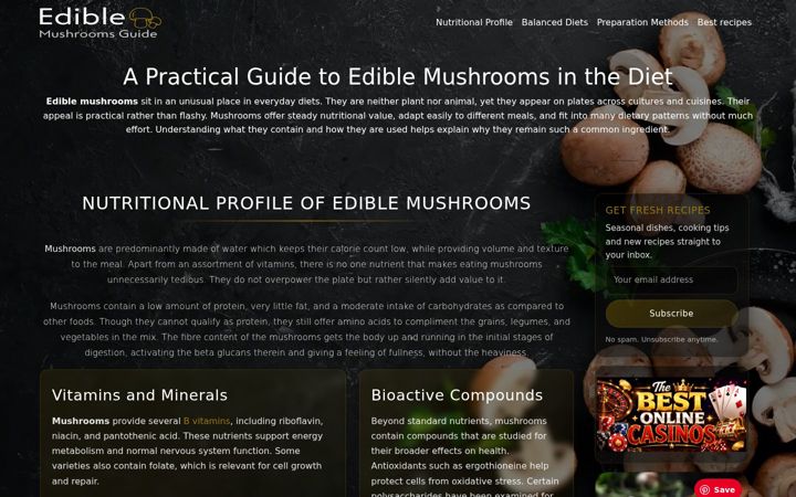 Screenshot of justaddmushrooms.com