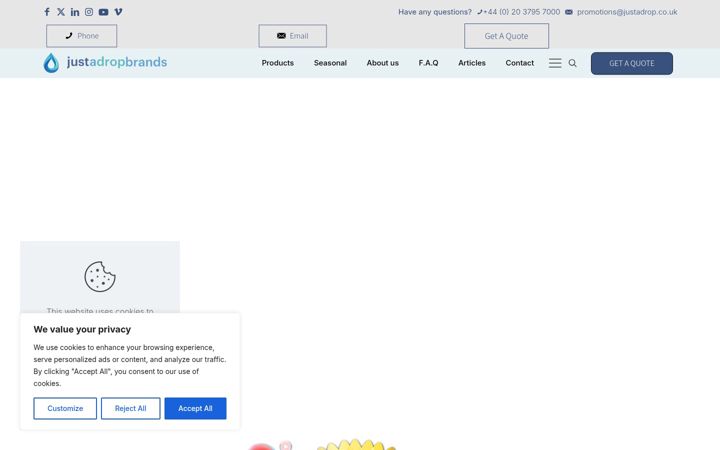 Screenshot of justadrop.co.uk