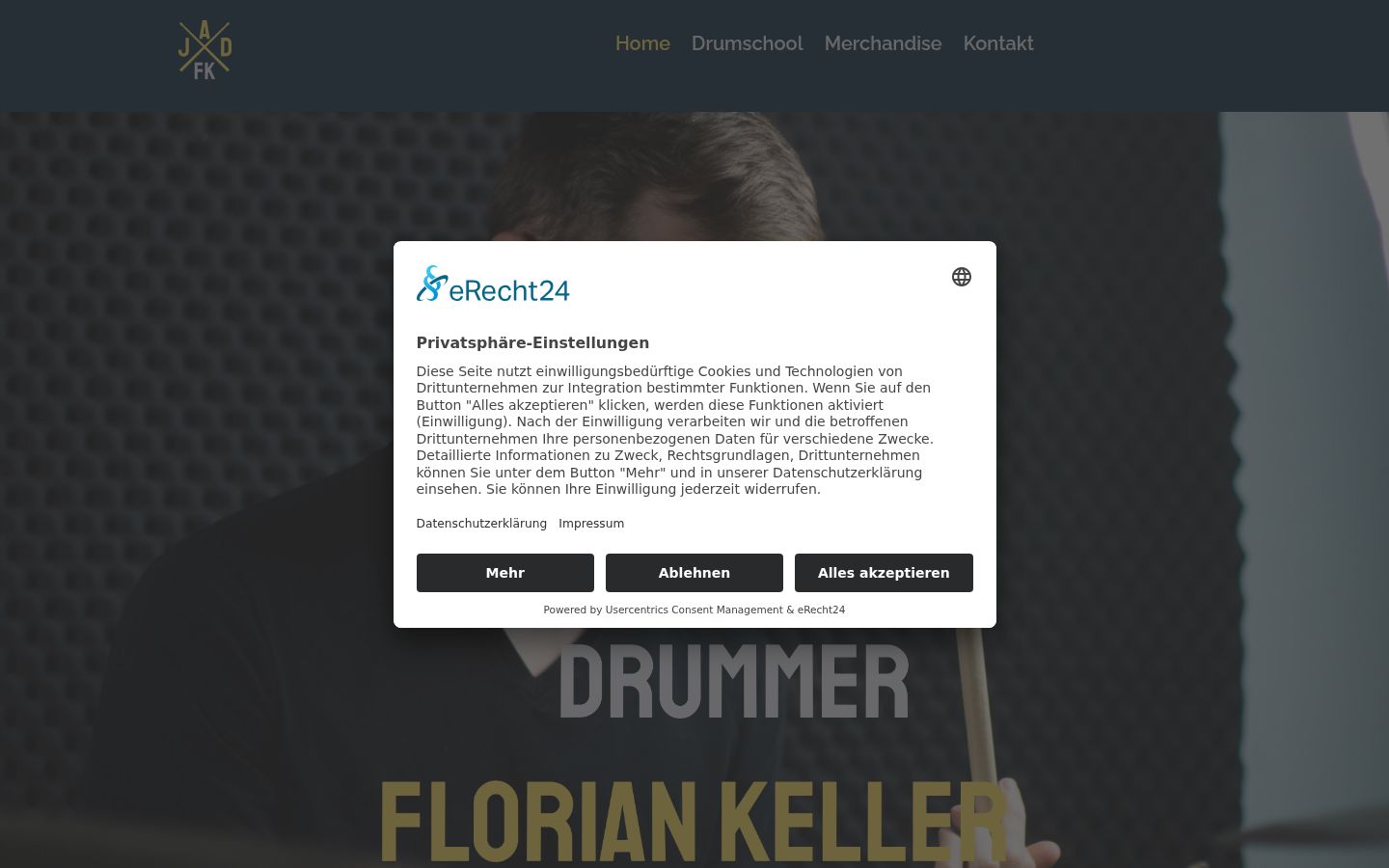 Screenshot des Einwilligungsbanners vor jeglicher Interaktion
