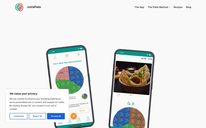 Screenshot of justaplate.com
