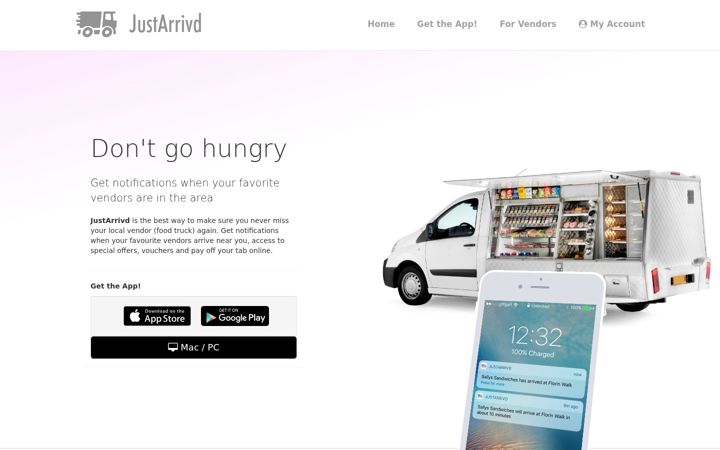 Screenshot of justarrivd.com