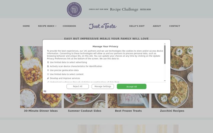 Screenshot of justataste.com