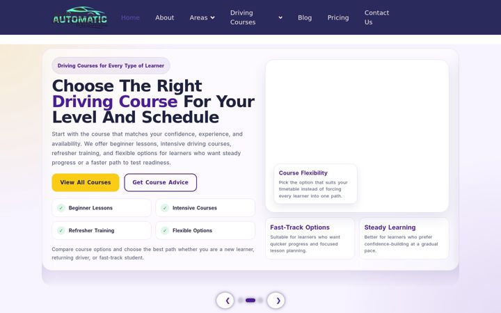 Screenshot of justautomaticdrivingschool.co.uk