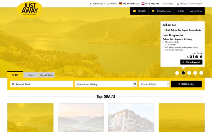 Zrzut ekranu justaway.com
