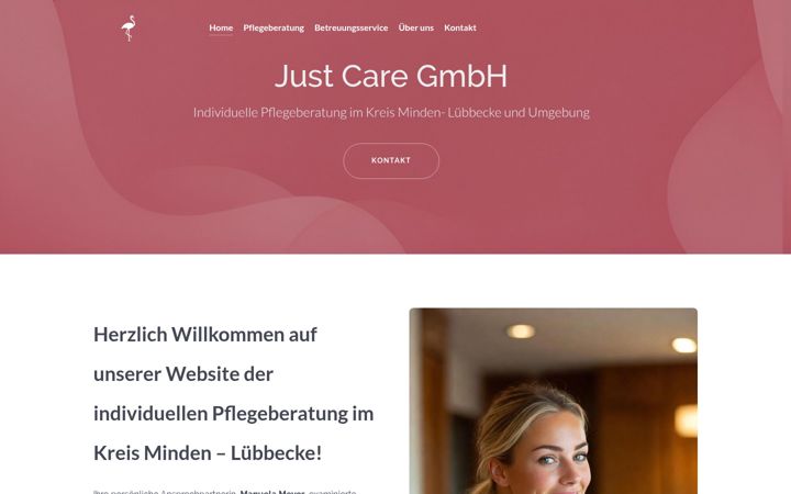 Screenshot of justcare-betreuung.de