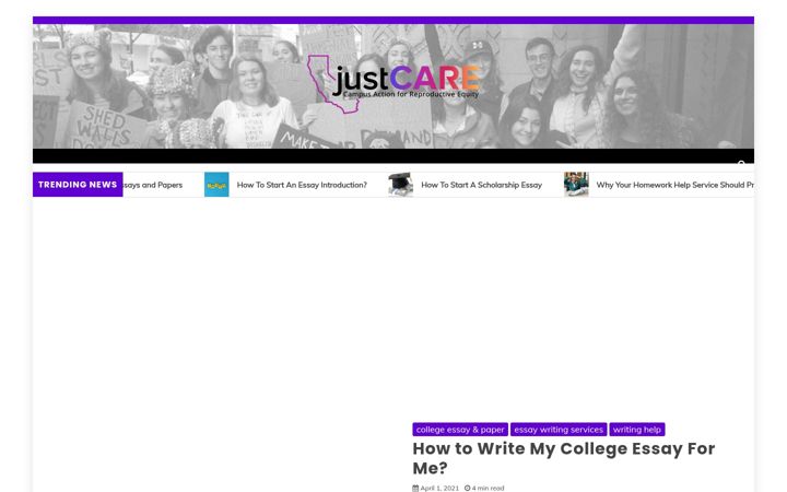 Screenshot of justcarecalifornia.org