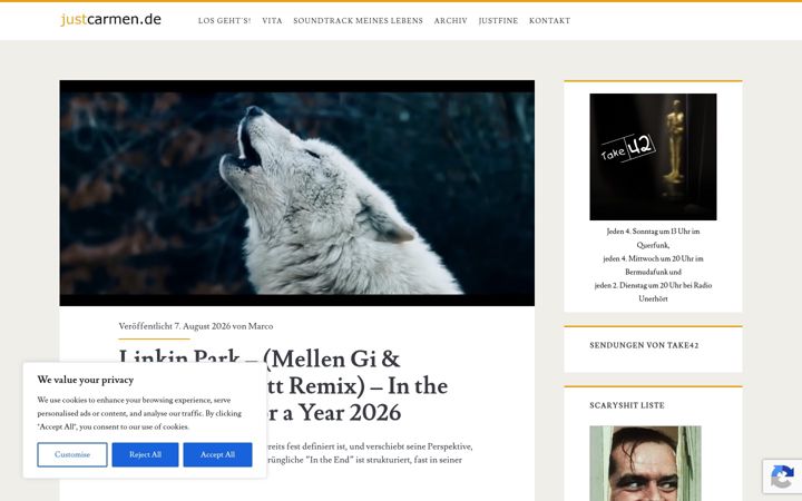 Screenshot of justcarmen.de
