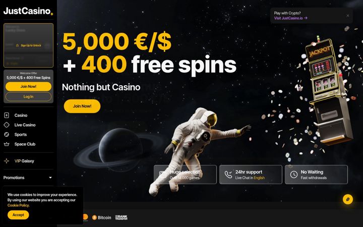 Screenshot of justcasino.com