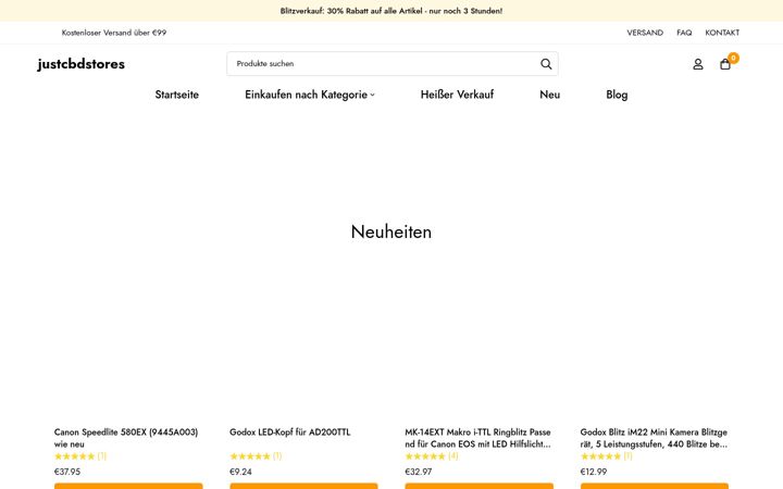 Screenshot of justcbdstores.de