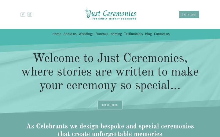 Screenshot of justceremonies.co.uk