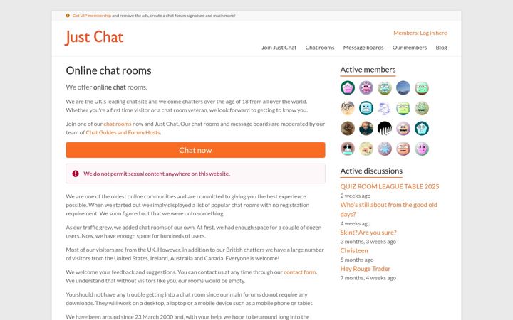 Screenshot of justchat.co.uk