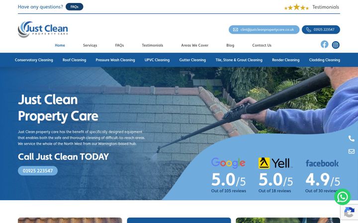 Screenshot of justcleanpropertycare.co.uk