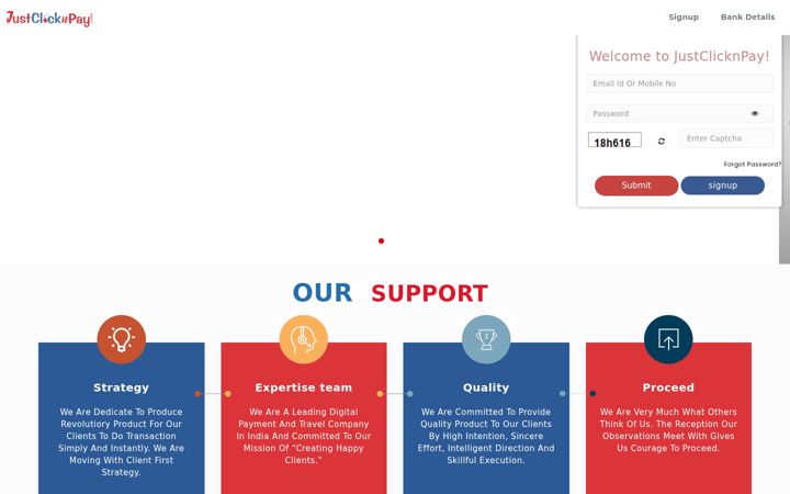 Screenshot of justclicknpay.com