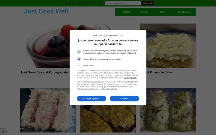 Zrzut ekranu justcookwell.com