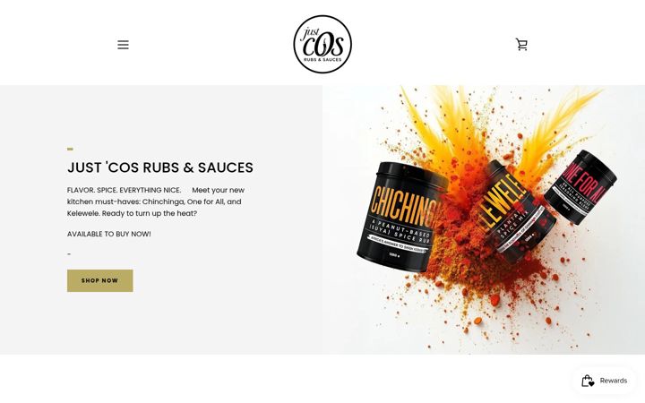 Screenshot of justcosrubsandsauces.co.uk
