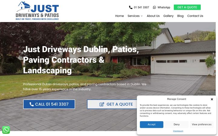 Snímek obrazovky justdrivewaysandpatios.ie