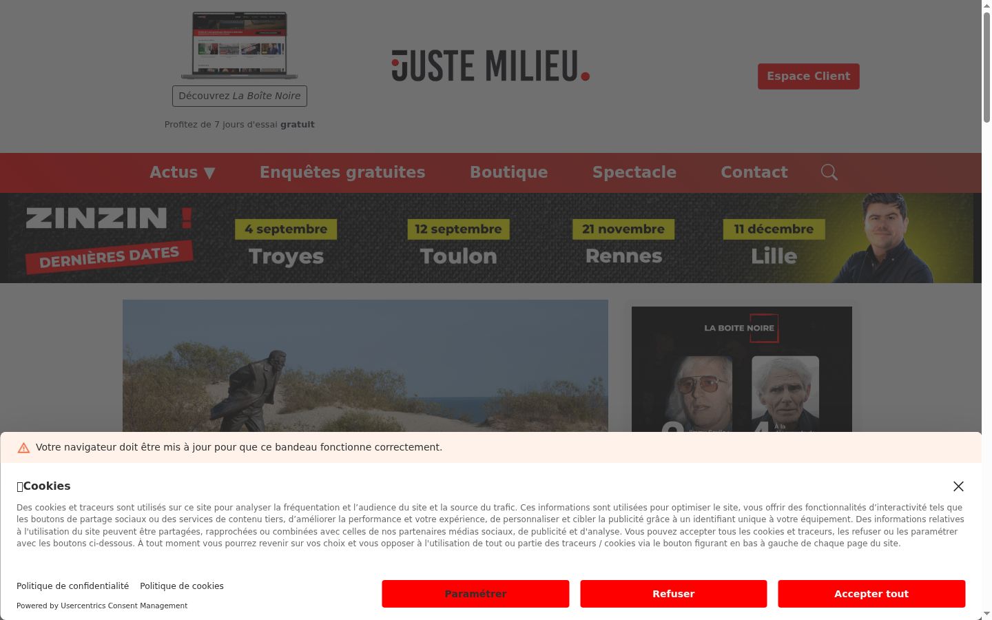 Captură de ecran a bannerului de consimțământ afișat înainte de orice interacțiune