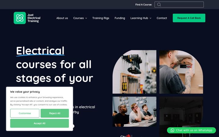 Screenshot of justelectricaltraining.com