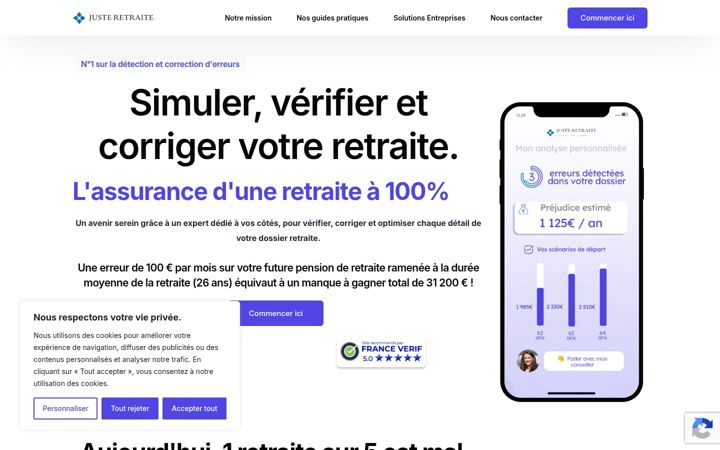 Screenshot of justeretraite.fr
