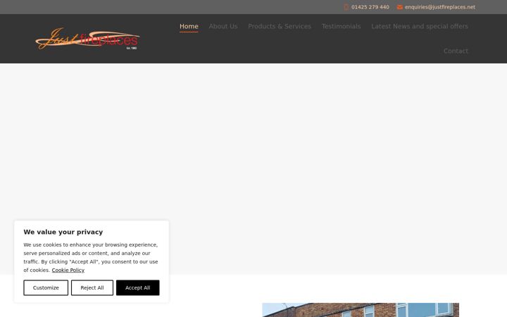 Screenshot of justfireplaces.net