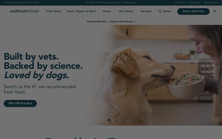 Screenshot of justfoodfordogs.com
